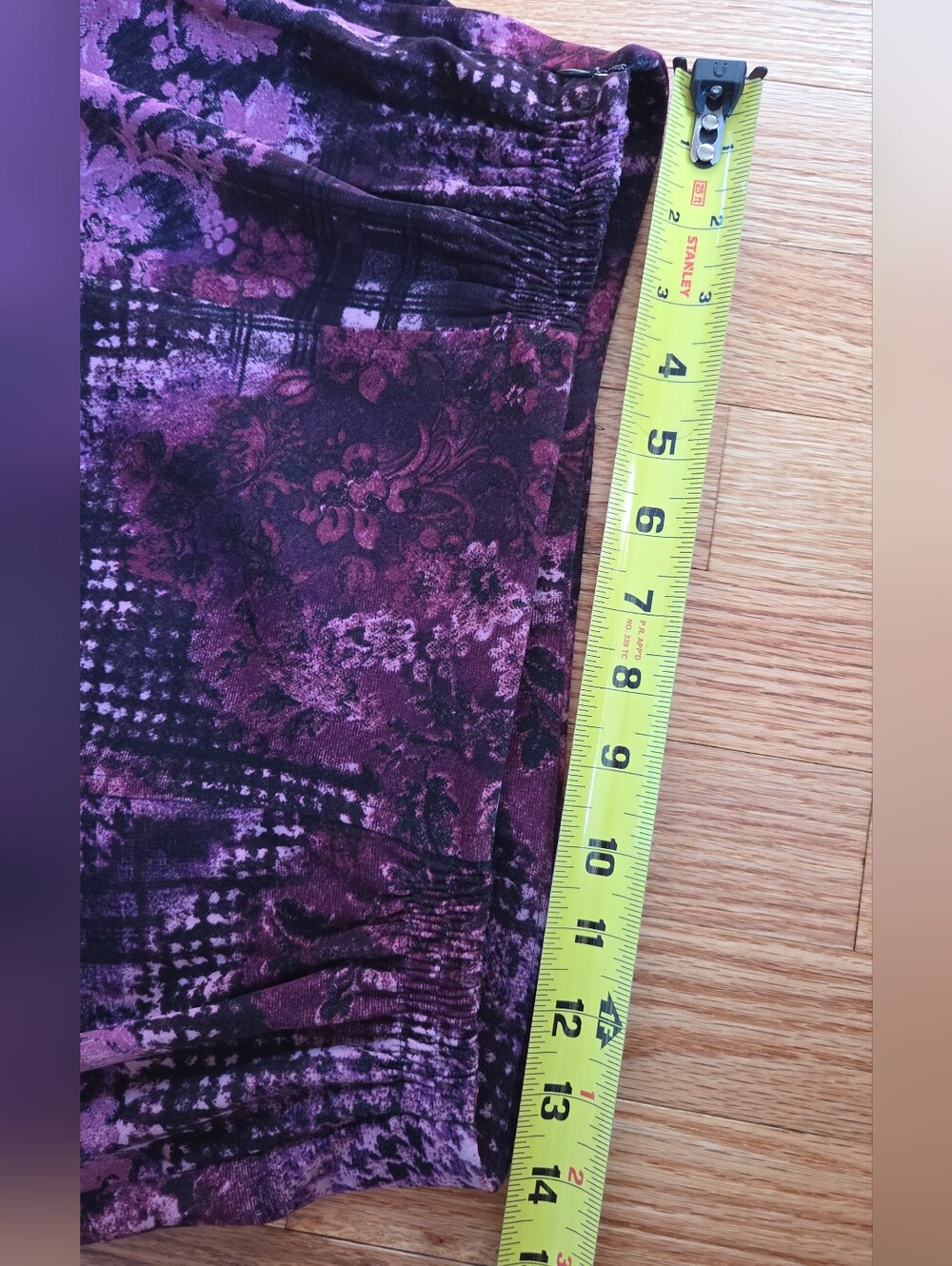 Vintage 90s Notations Patchwork Midi Skirt – Purple Floral & Plaid – Size M - Picture 7 of 8